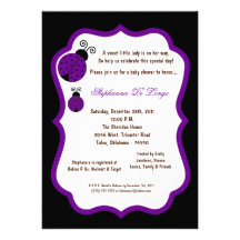 5x7 Black Lady Bug Baby Shower Custom Announcements