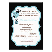 5x7 Black Lady Bug Baby Shower Custom Announcements