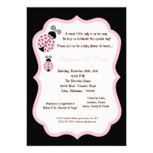 5x7 Black Lady Bug Baby Shower Personalized Invites