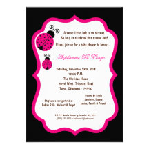 5x7 Black Lady Bug Baby Shower Invite