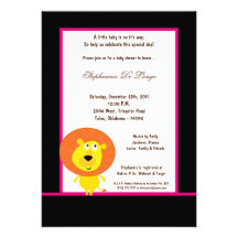 5x7 Black Lion Baby Shower Invitation