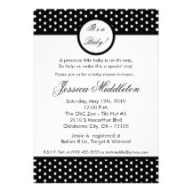 5x7 Black White Polka Dot Baby Shower Invitation