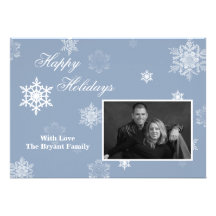 5x7 Blue Snowflake PHOTO Christmas Card Personalized Invite