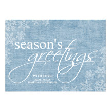 5x7 Blue Snowflakes Christmas Card Announcement