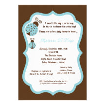 5x7 Brown Lady Bug Baby Shower Custom Invite