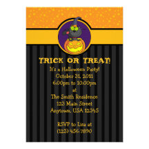 5x7 Cat in Jack-o-Lantern Halloween Invitations