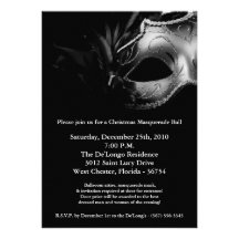 5x7 Christmas XMAS Masquerade Ball Mask Invitation