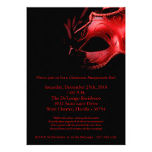 5x7 Christmas XMAS Masquerade Ball Mask Invitation