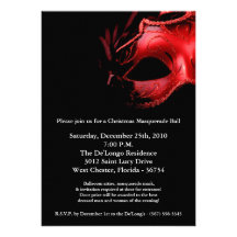 5x7 Christmas XMAS Masquerade Ball Mask Invitation