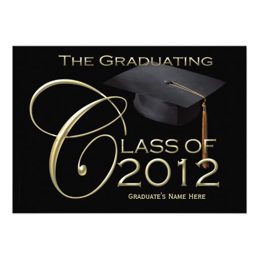 5x7 Class of 2012 Black Graduation Announcement