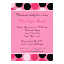 5x7 Colourful Pink Polka Dot Baby Shower Invitatio