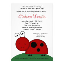 5x7 Crimson Red Lady Bug Baby Shower Invitation