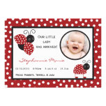 5x7 Crimson Red Lady Bug Photo Birth Announcement invitations