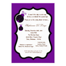 5x7 Dark Purple Lady Bug Baby Shower Announcement
