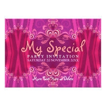 5x7 Exotic Pink Girls Boudoir Party  Invitation
