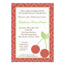 5x7 Farm Red Cherry Fruit Birthday Part Invitation