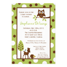 5x7 Forrest Woodland Animal Baby Shower Invitation