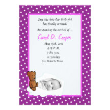 5x7 Girl Cloud PHOTO on Circle Birth Announcement