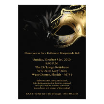 5x7 Halloween Masquerade Ball Mask Invitation