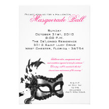 5x7 Halloween Masquerade Ball Mask Invitation