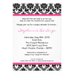 5x7 Hot Pink Black Damask Baby Shower Invitation