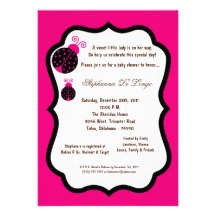 5x7 Hot Pink Lady Bug Baby Shower Announcement