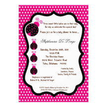 5x7 Hot Pink Lady Bug Baby Shower Invitation