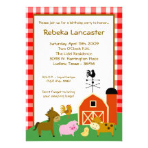 5x7 Invite - Farm Animals Birthday Invitation