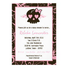 5x7 Invite - Punk Skull Roc Baby Shower Invitation