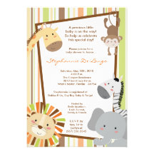 5x7 Jungle Lion Monkey Baby Shower Invitation