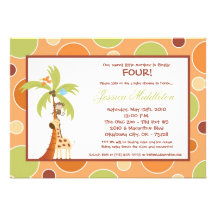 5x7 Jungle Safari Giraff Birthday Party Invitation