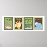 5x7 Jungle Safari Zoo Animal Baby Bedding Wall Art posters