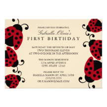 5x7 Ladybug Birthday Party Invitation