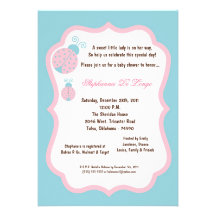 5x7 Light Blue Lady Bug Baby Shower Custom Invitations