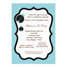 5x7 Light Blue Lady Bug Baby Shower Invitations