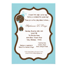 5x7 Light Blue Lady Bug Baby Shower Invites