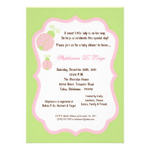 5x7 Light Green Lady Bug Baby Shower Custom Announcement