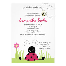 5x7 Little Ladybug Spring Baby Shower Invitation
