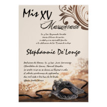 5x7 Masquerade Quinceanera Birthday Invitation