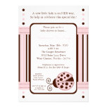 5x7 Modern Mod Pink LadyBug Baby Shower Invitation invitations