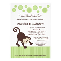 5x7 Neutra Pop Monkey Dance Baby Shower Invitation