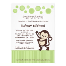 5x7 Neutra Pop Monkey Dance Birthday Invitation