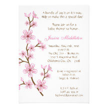 5x7 Pink Cherry Blossom Baby Shower Invitation