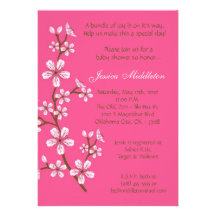 5x7 Pink Cherry Blossom Baby Shower Invitation