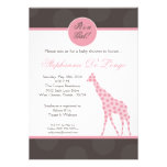 5x7 Pink Polka Dot Giraffe Baby Shower Invitation invitations