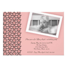 5x7 Pink Star Photo Birthday Party Invitation