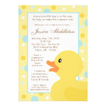 5x7 Polka Dot Rubber Ducky Baby Shower Invitation