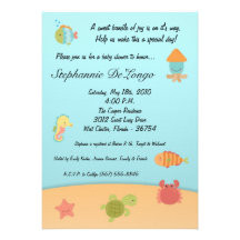 5x7 Sea Life Ocean Fish Baby Shower Invitation