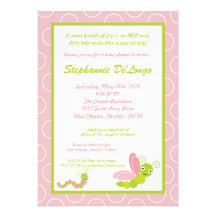 5x7 Spring Insects Bug Worm Baby Shower Invitation