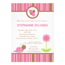 5x7 Spring Lady Bug Snail Baby Shower Invitation